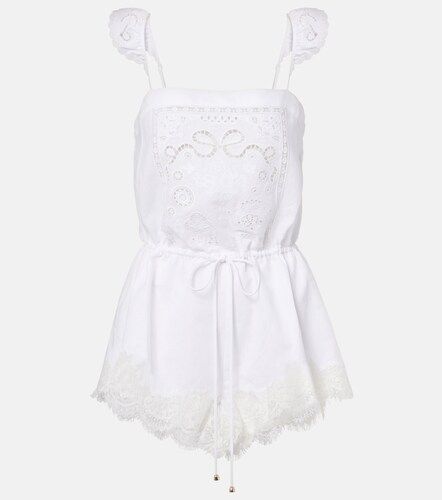 Playsuit aus Leinen und Baumwolle mit Spitze - Self-Portrait - Modalova