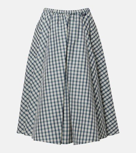 Checked cotton-blend chambray midi skirt - Prada - Modalova