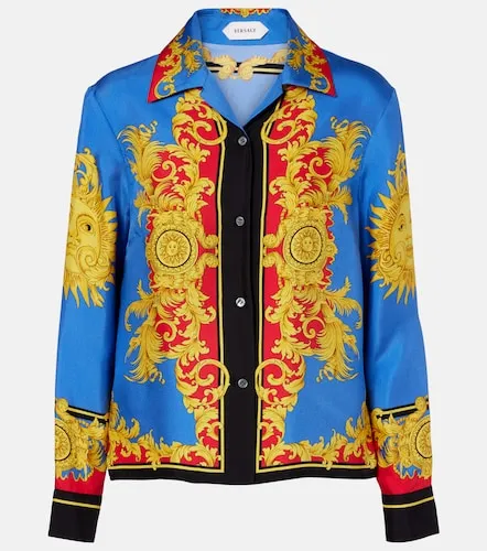 Camisa de sarga de seda estampada - Versace - Modalova