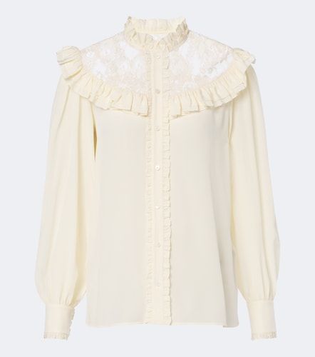 Chloé Blusa in seta crêpe de chine con pizzo - Chloe - Modalova