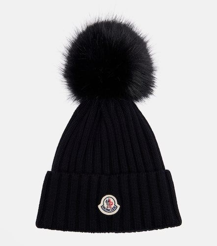 Logo ribbed-knit wool beanie - Moncler - Modalova