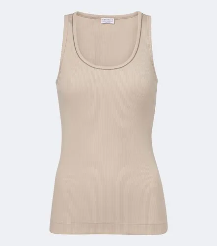 Monilli ribbed-knit cotton-blend tank top - Brunello Cucinelli - Modalova