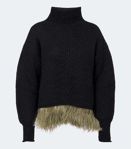 Feather-trimmed alpaca and wool-blend sweater - La DoubleJ - Modalova