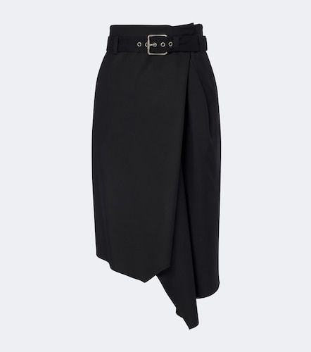 Falda midi de lana drapeada con cinturón - Loewe - Modalova