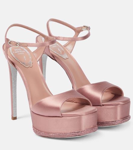 Embellished satin platform sandals - Rene Caovilla - Modalova