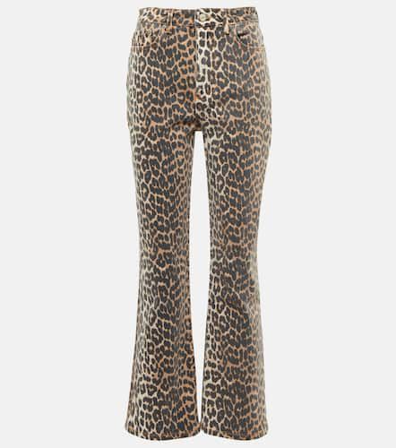 Leopard-print high-rise flared jeans - Ganni - Modalova