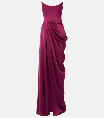 Draped satin crÃªpe bustier gown - Alex Perry - Modalova