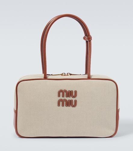 Miu Miu Borsa in canvas con pelle - Miu Miu - Modalova