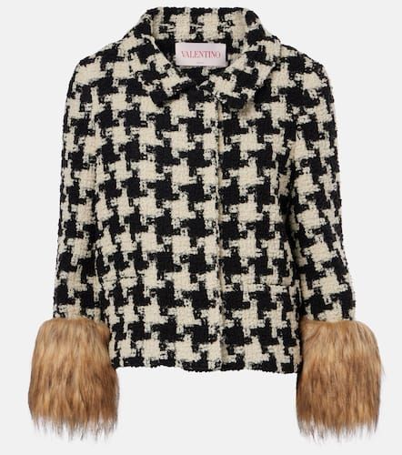 Jacke Marco Pied De Poule aus Tweed mit Faux Fur - Valentino - Modalova