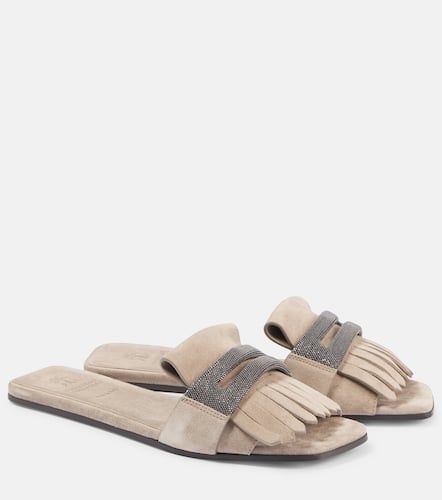 Fringed suede slippers - Brunello Cucinelli - Modalova