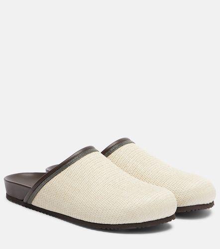 Monili leather-trimmed mules - Brunello Cucinelli - Modalova