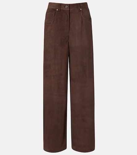 Pantaloni a gamba larga in suede - Brunello Cucinelli - Modalova