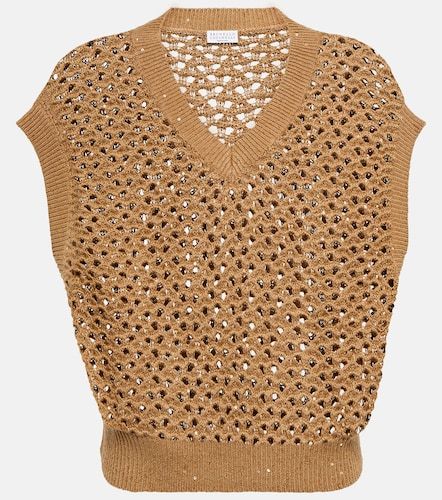 Top in cotone, lino e seta - Brunello Cucinelli - Modalova