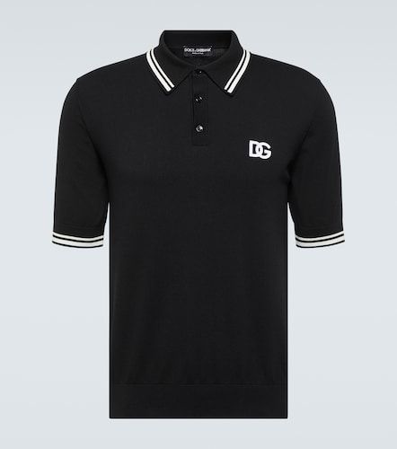 Polo in piqué di cotone con logo - Dolce&Gabbana - Modalova
