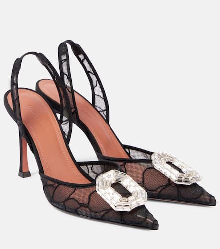 Camelia 90 lace slingback pumps - Amina Muaddi - Modalova