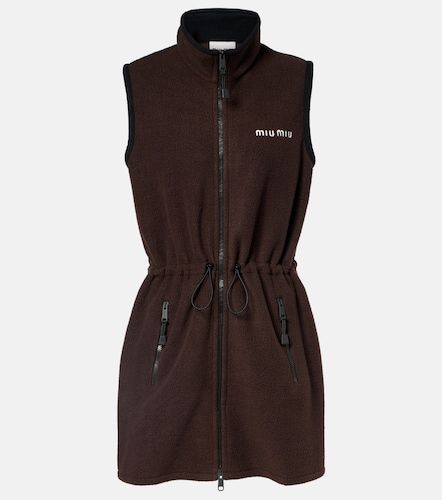 Abito corto in pile con logo - Miu Miu - Modalova