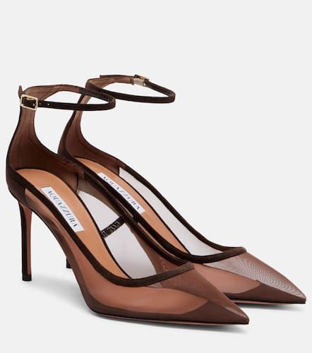 Love Affair 85 suede-trimmed mesh pumps - Aquazzura - Modalova