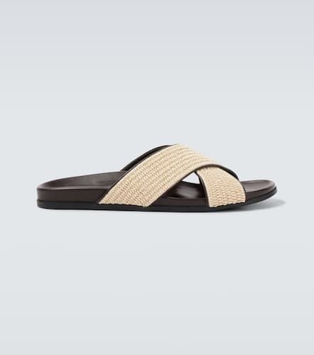 Chiltern leather-trimmed raffia slides - Manolo Blahnik - Modalova