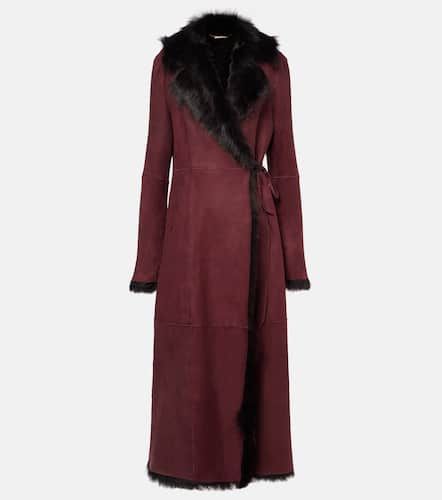 Joni '90s shearling-lined suede coat - Nour Hammour - Modalova