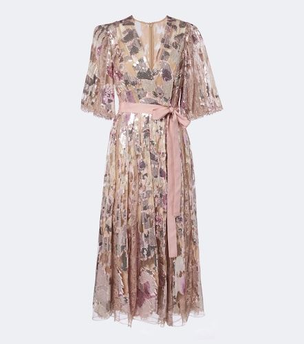 Sequined silk-blend tulle wrap dress - Elie Saab - Modalova