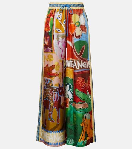 X MLAK printed silk twill wide-leg pants - Alemais - Modalova