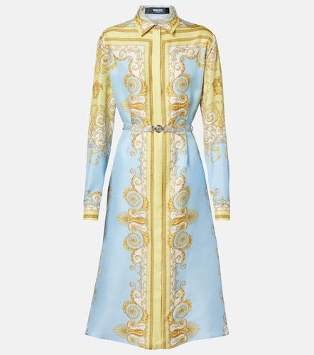 Vestido midi Barocco de sarga de seda - Versace - Modalova