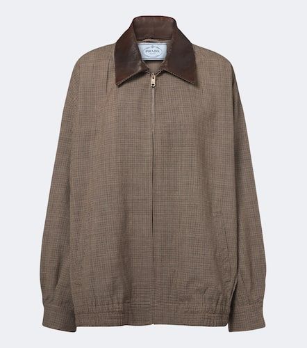 Houndstooth virgin wool blouson jacket - Prada - Modalova