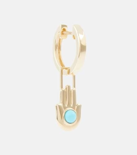 Orb Midi 14kt single hoop earring and Hamsa Hand Earwish with turquoise - Robinson Pelham - Modalova