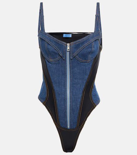 Mugler Paneled denim bodysuit - Mugler - Modalova