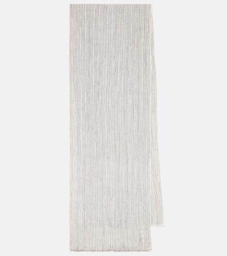 Striped linen-blend scarf - Brunello Cucinelli - Modalova
