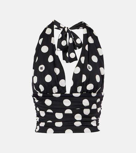 Polka-dot halterneck silk-blend top - Dolce&Gabbana - Modalova