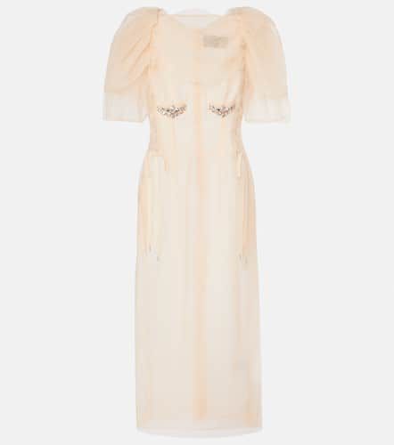 Embellished ruched mesh midi dress - Simone Rocha - Modalova