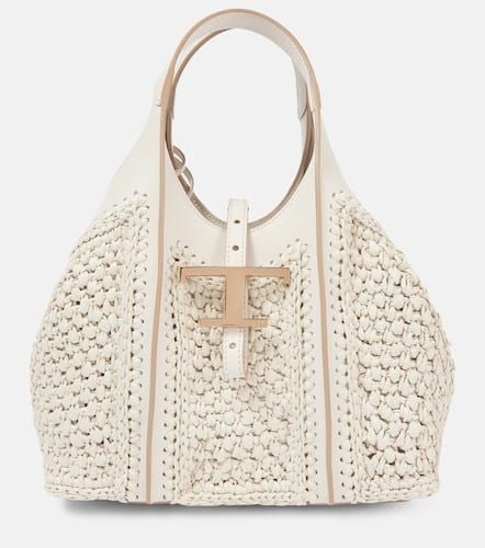 T Timeless leather-trimmed crochet tote bag - Tod's - Modalova