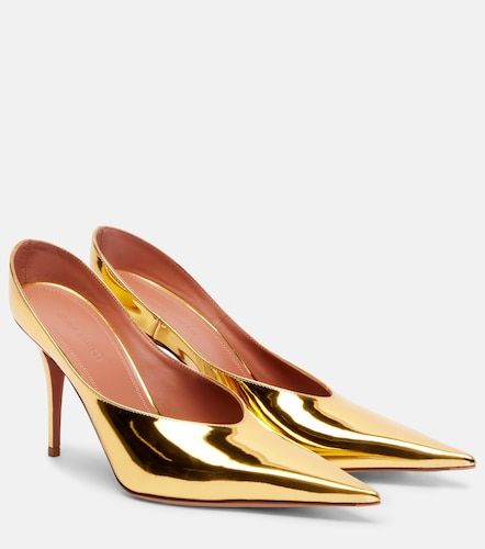 Anok 90 metallic leather pumps - Amina Muaddi - Modalova