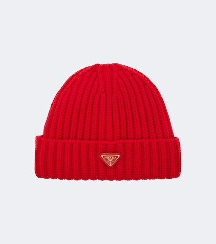 Ribbed-knit virgin wool beanie - Prada - Modalova