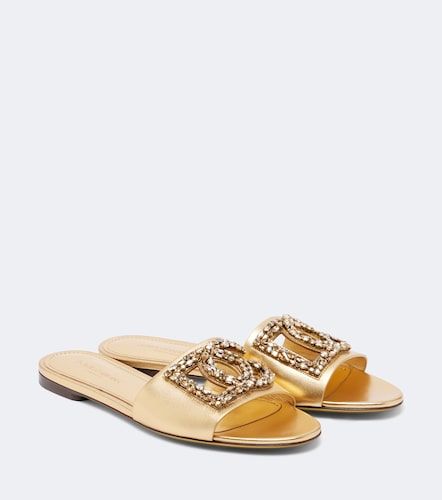 DG embellished metallic leather slides - Dolce&Gabbana - Modalova