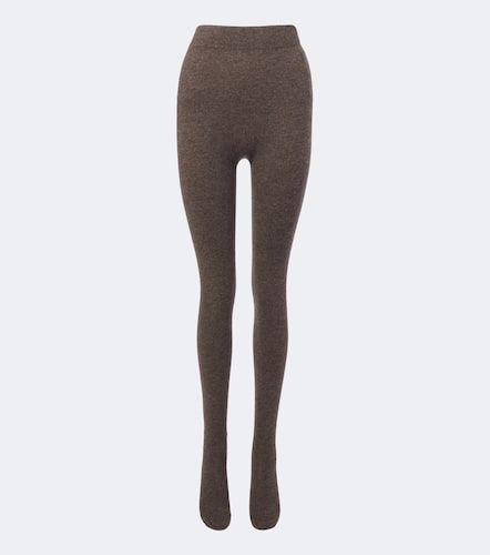 Whit knitted cashmere and wool tights - Nour Hammour - Modalova