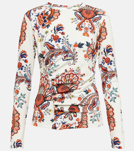 Ruched floral jersey long-sleeved top - Rabanne - Modalova