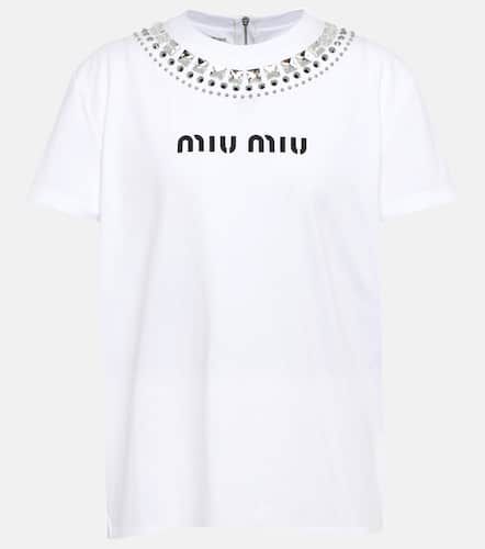 Camiseta de algodón adornada - Miu Miu - Modalova