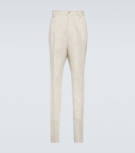 High-rise slim linen pants - Dolce&Gabbana - Modalova