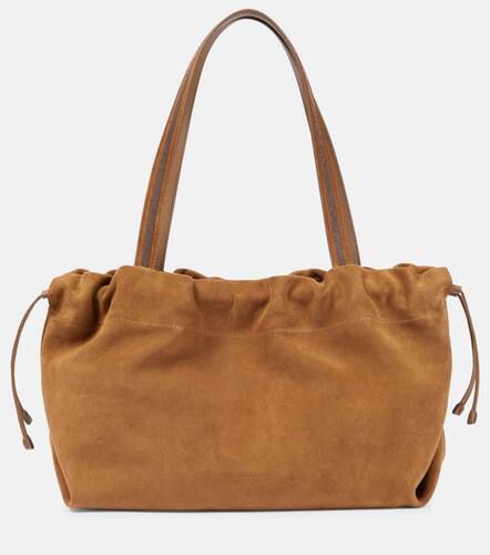 Leather-trimmed suede tote bag - Brunello Cucinelli - Modalova