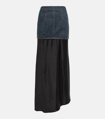 Asymmetric denim and satin maxi skirt - MM6 Maison Margiela - Modalova