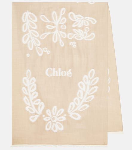 Chloé Bufanda de lana y seda con bordado inglés - Chloe - Modalova