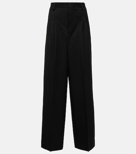 Pantaloni a gamba larga e vita alta in lana - Ami Paris - Modalova