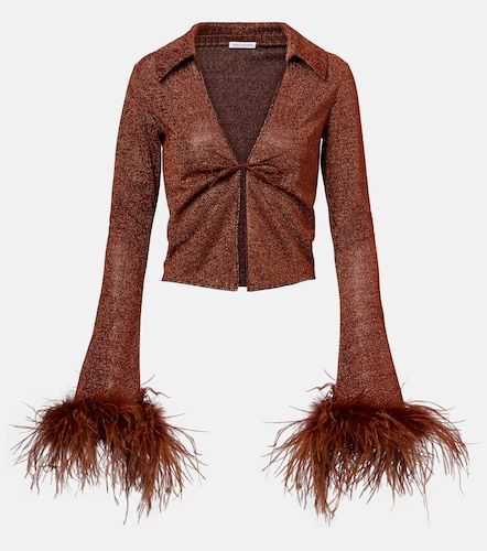 Lumiere Plumage feather-trimmed blouse - Oseree - Modalova