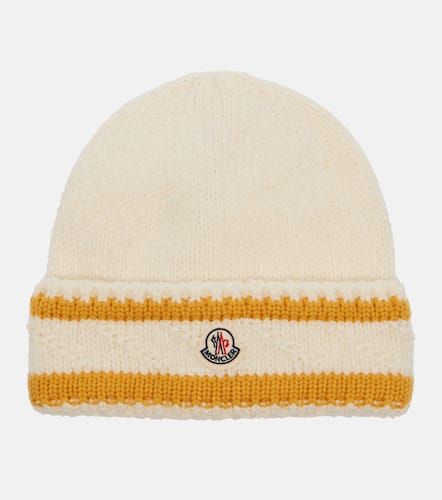 Logo striped wool-blend beanie - Moncler - Modalova