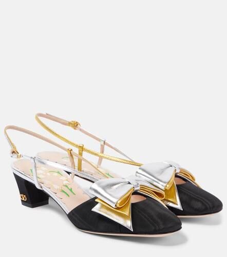 Bowow leather-trimmed slingback pumps - Valentino Garavani - Modalova