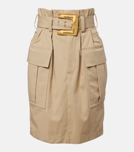 Minifalda de gabardina de algodón - Balmain - Modalova