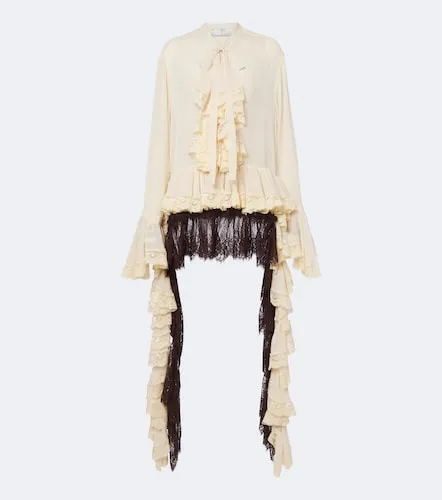 Ruffled lace-trimmed chiffon blouse - Xu Zhi - Modalova