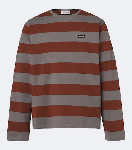 Striped cotton jersey T-shirt - Miu Miu - Modalova